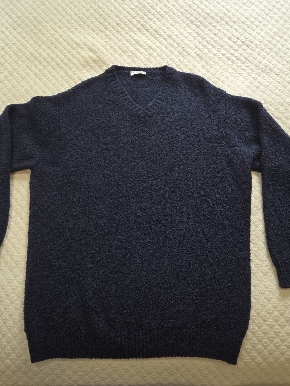 Gran Sasso Navy Wool Cashmere Sweater Nubby Knit Men's M 48" Relaxed Fit Italy